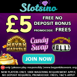 Slotsino Casino £5 Fre + Extra Spins on Starburst