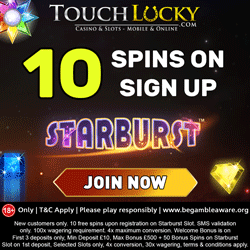 Touch Lucky casino 10 Free Spins on Starburst Slot