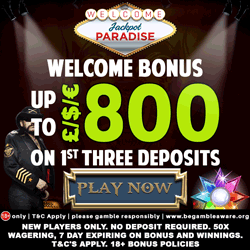 Jackpot Paradise 5 Free Spins plus 800 EUR welcome bonus & extra Spins