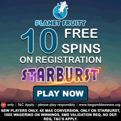 Planet Fruity 10 Free Spins on Starburst