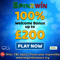 Spinzwin Casino 25 extra spins on starburst slot plus £200 welcome bonus