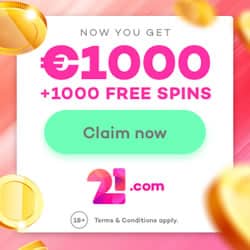 21.com casino 100 free spins no deposit bonus