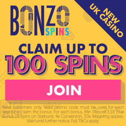 Bonzo Spins 100 Starburst free Spins