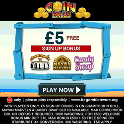 Coinfalls Casino £5 Free + Extra Spins on Starburst