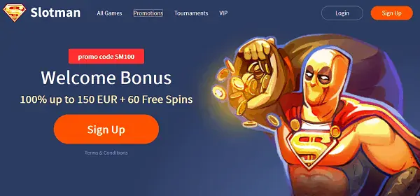 Slotman online casino welcome offer