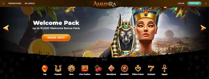AmunRa casino homepage