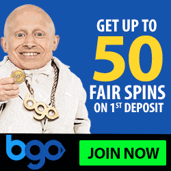 BGO casino 50 fair spins at starburst slot