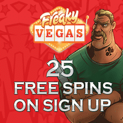 FreakyVegas Casino 25 free spins on Starburst slot