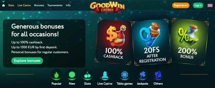 Goodwin casino homepage