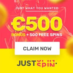 JustSpin casino 100 free spins no deposit bonus