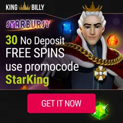 King billy Casino exclusive 30 free spins no deposit at Starburst slot