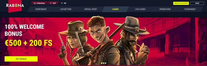 Rabona Casino homepage