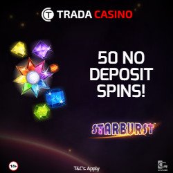 Trada Casino 50 Free Spins No Deposit on Starburst Slot